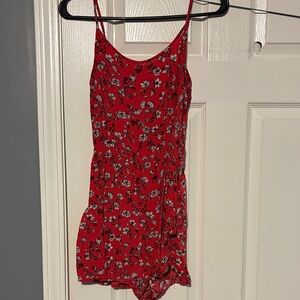 H&M Red Floral Jumpsuit